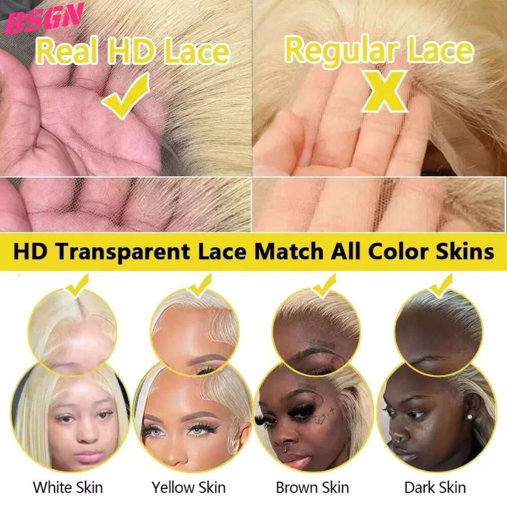 613 Bob 250% 13X4 HD Transparent Lace Frontal Wigs 100% Human Hair For Woman Wear and Go Glueless Wig