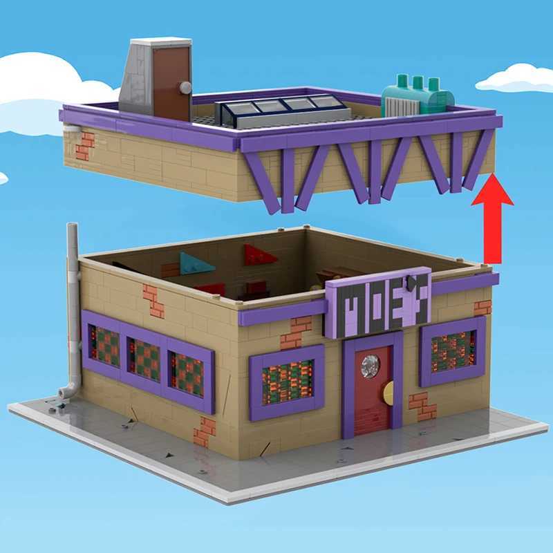 Bricklink Ci House Anime Simpsoned Modular Moes Tavern Model Architecture Street View Building Blocks Kid Toys Gift W250522