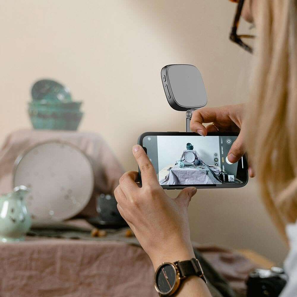 Magnetic Selfie Light, 48 LEDs Portable with a Mirror, Folding LED Phone Fill Ring, 3 Modes Camera Light for Selfies Makeup Photography Recording