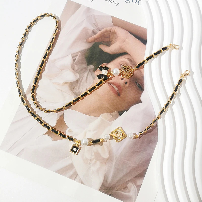 Vintage Glasses Chain Irregular Panels Black Pu Chain Jewelry for Women 250522