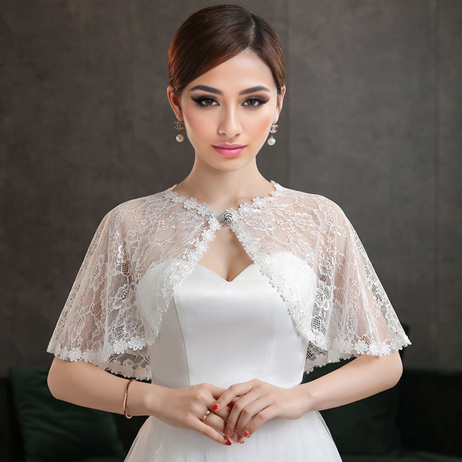 K798 Cross-border women's lace shawl coat cape shoulder shawl versatile diamond-studded thin bridal dress outer cardigan