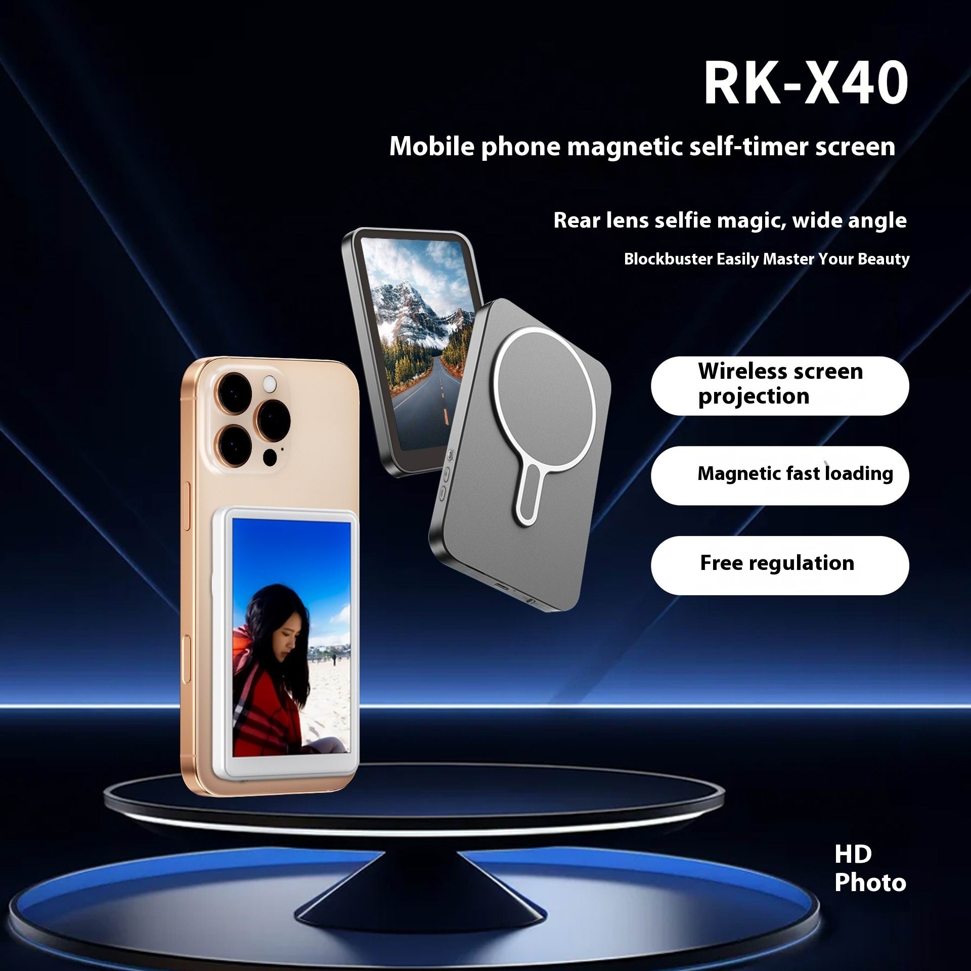 2025 Smartphone Magnetic Screen Wireless Connection Wireless Monitor Screen Lightweight Selfie Monitor Screen for Vlog Live Stream