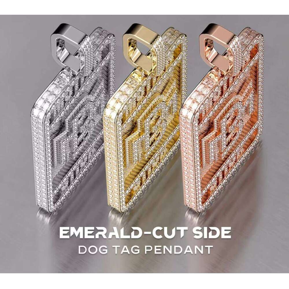 9K- Gold Gangster Pendant CVD Lab Dia Men's Necklace 0.2ct/inch CNC Engraved with IGI 20% Deposit