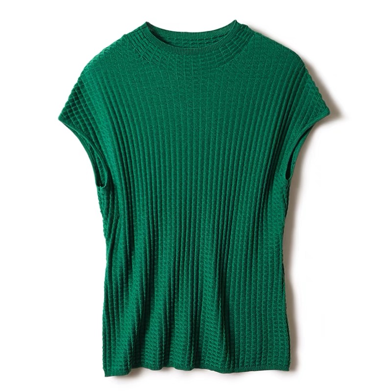 Short Sleeve Half High Neck Knit Bottom Shirt Thin Inner Tops