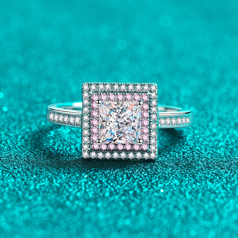 Chic & Lasting Beauty: Exquisite Rhodium Plating Protects this Trendy Moissanite Engagement Ring for Her