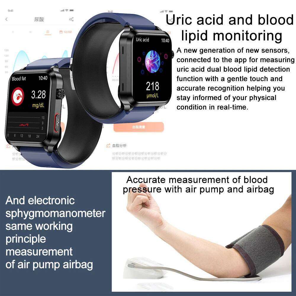 2025 New Air Pump ECG Smart Watch men Airbag health for huawei True Accurately Pressure Uric Acid Blood Lipids watch