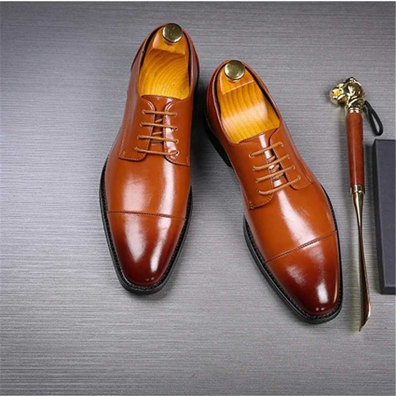 Classic Derby Shoes Leather Man Business Dress Office Leather Shoe Flats For Men Fi Wedding Party Suit Club Shoe VintageXJ250522