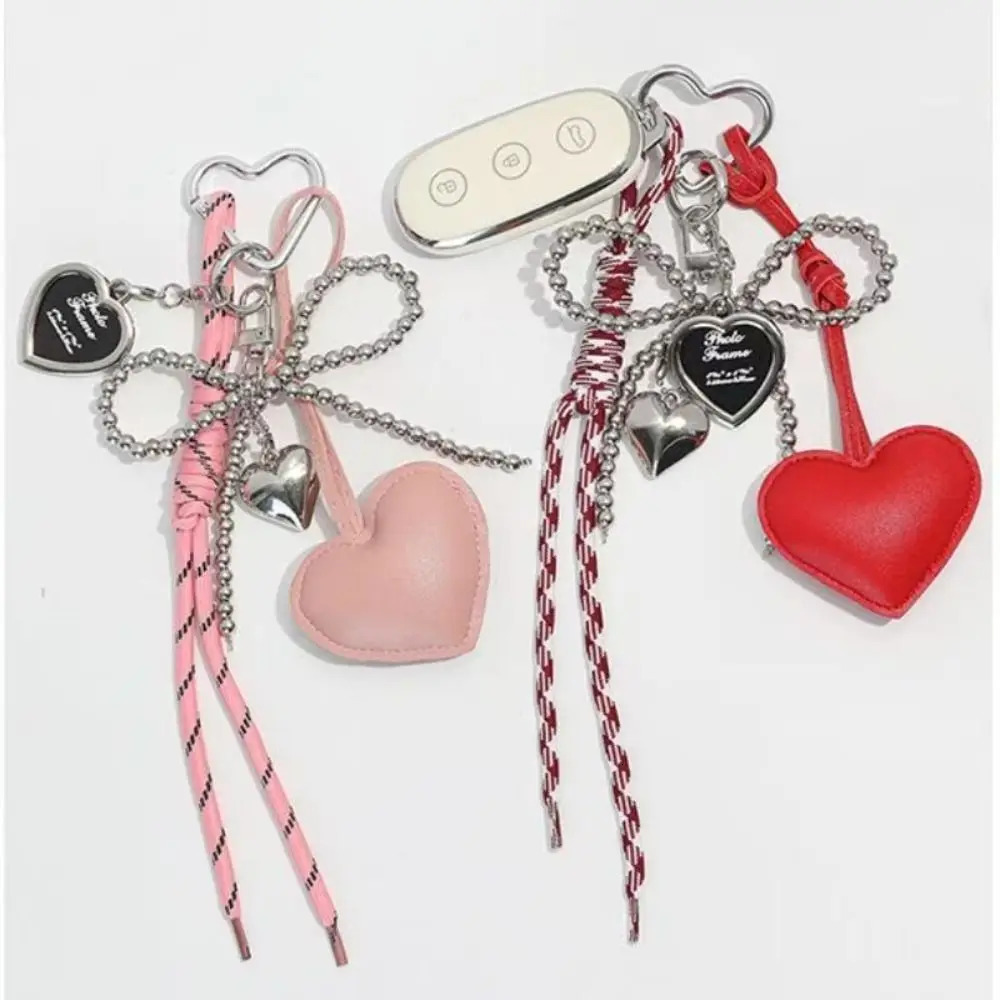 Charm Tassel Love Heart Pendant Handmade Creative Bowknot Keychain Cute Glossy Pendant Keychain Bag Accessories 250522