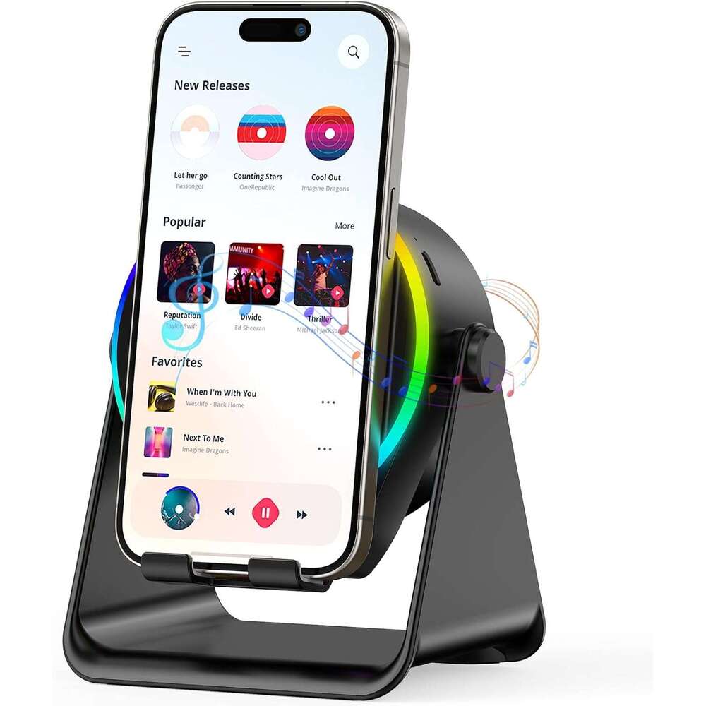 DHgargets Wireless Bluetooth Speaker Phone Stand Colorful Ambient Light 360° Rotation Compatible With Iphone/android/ipad/samsung Galaxy- Unique