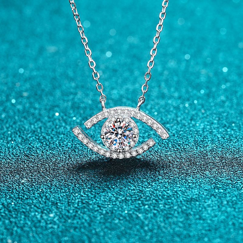 925 Sterling Silver Evil Eye Moissanite Pendant Necklace, Women's Fashion INS Accessories, Korean Design Style, Fine Jewelry