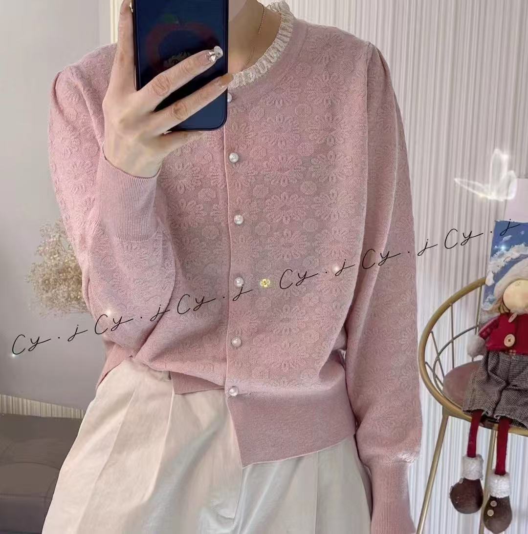 Lace lace round neck jacquard fashion knit sweater women loose thin sweater
