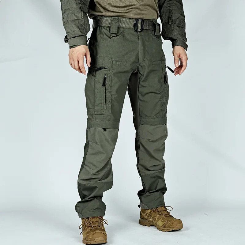 Military Tactical Pants Mens Cargo Trousers Casual Outdoor Waterproof Pants Multi-pocket Wear-resistant Breathable Workwear 250516