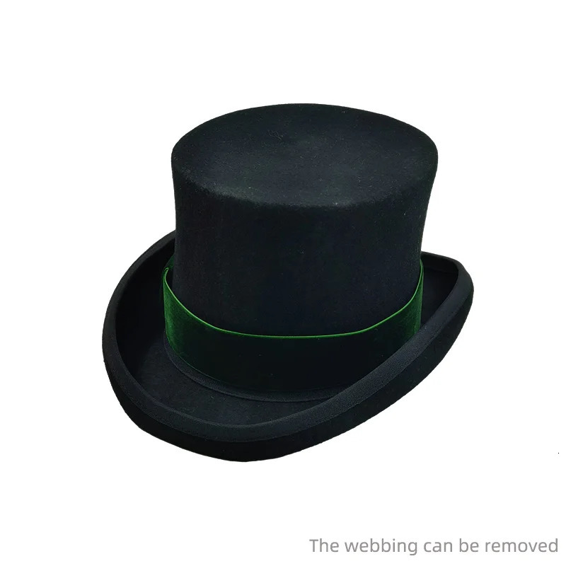 Fedoras Wool Magic high hat British black jazz top hat male court gentleman flat felt hat Webbing sombrero de copa britanico 250603