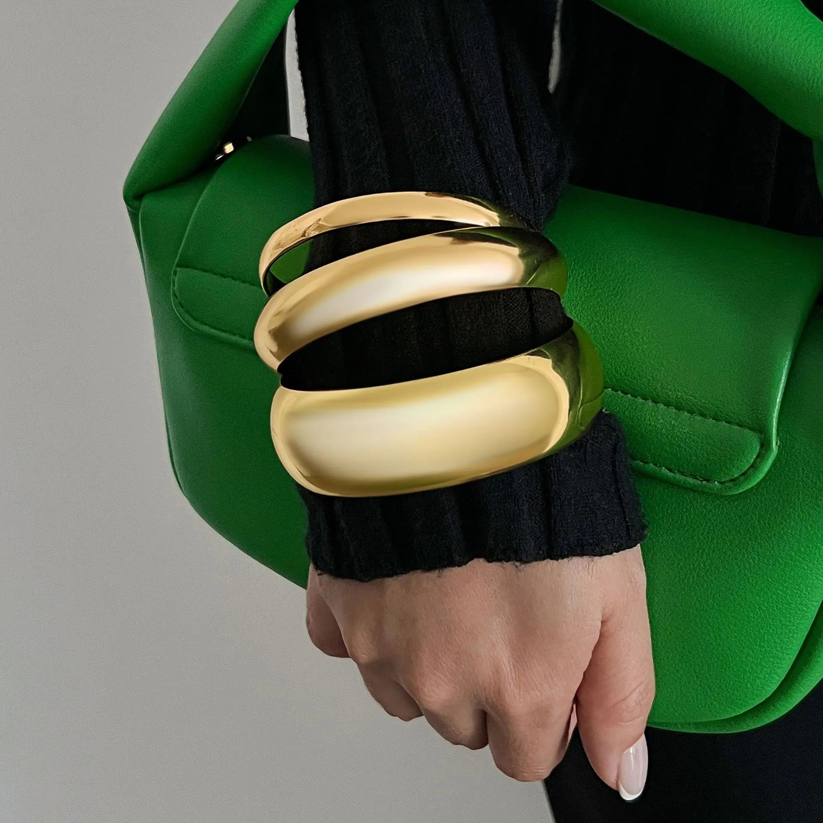 Exaggerated Punk Irregular Wide Cuff Bangle Set for Women Vintage Gold Color Chunky Metal Bracelets Men Hand Jewelry Gift 250522