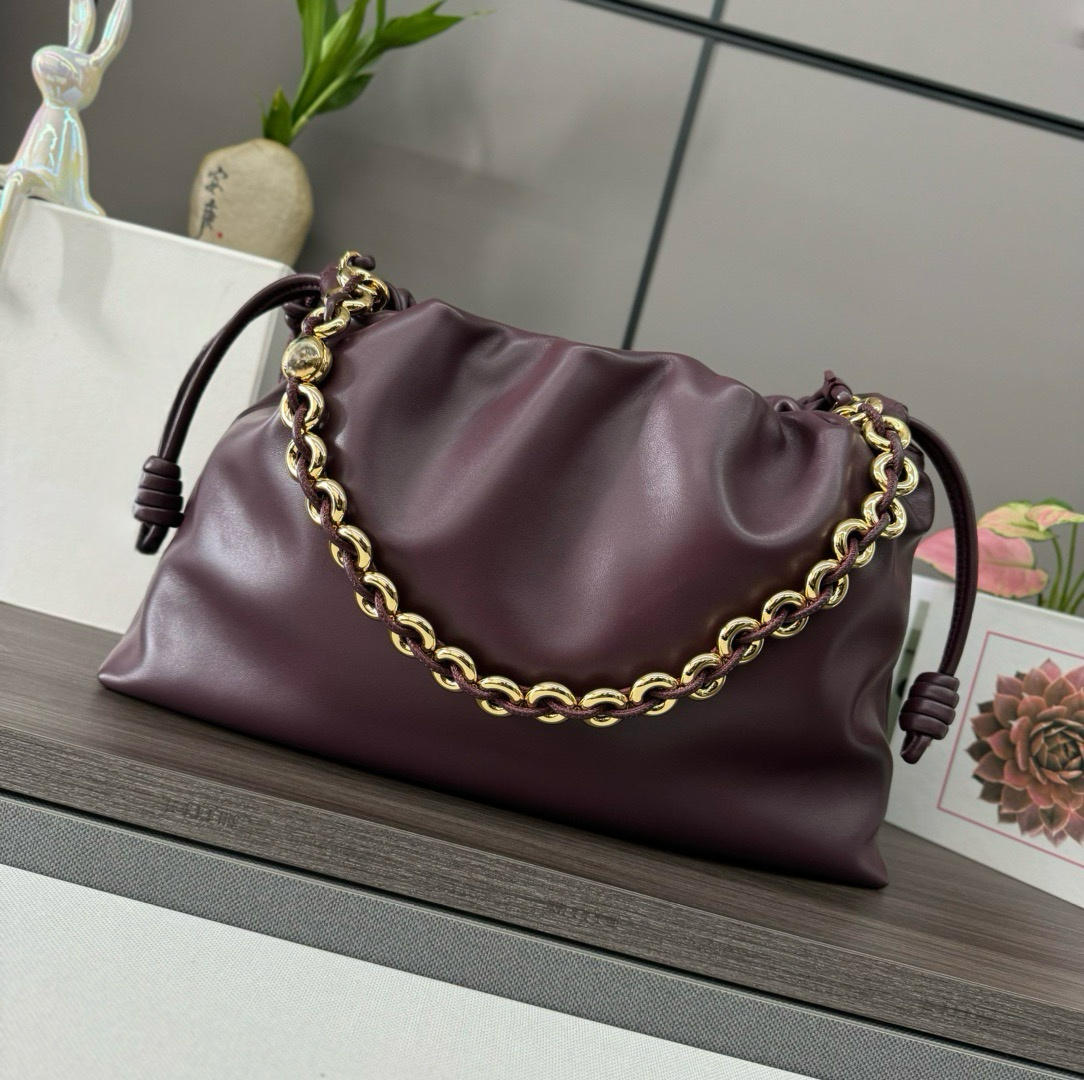 Luxury Designer Flamenco Bag Shoulder Bag Crossbody Handbag Women's Sheepskin Soft Genuine Leather Detachable Chain Strap Drawstring Handbag 12A Quality Designer