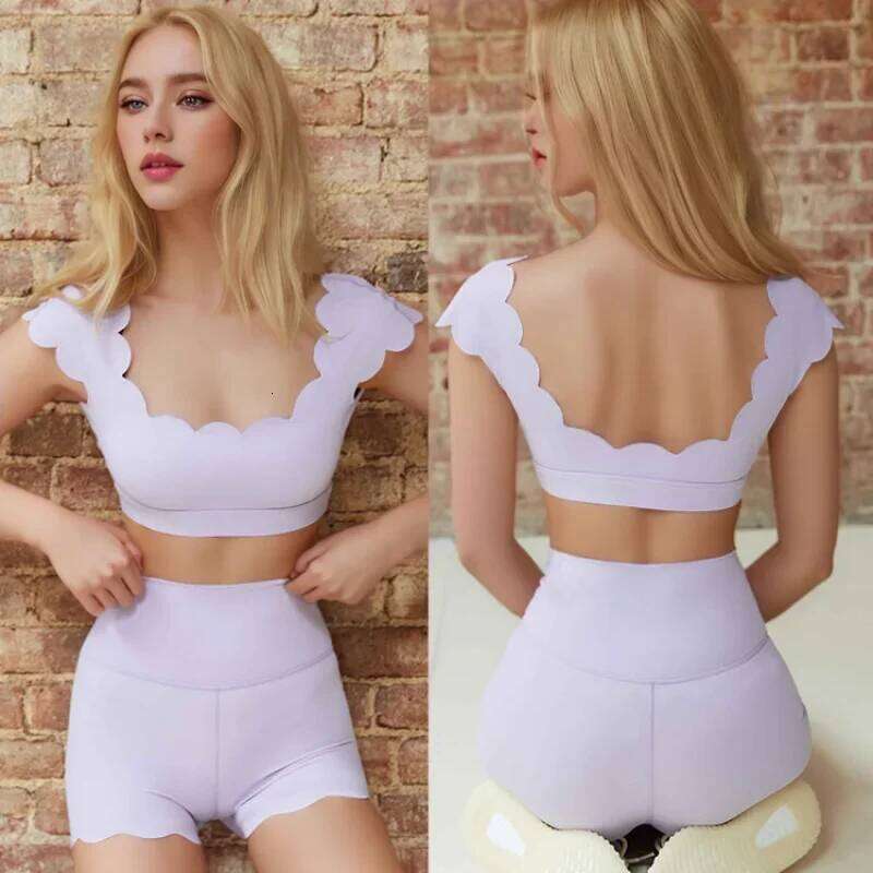 2 Pieces Set Women 2024 Seamless Workout Sets Sports Short Sleeve with Chest Pad Nude Feel Fiess Yoga Shorts Gym Clothes