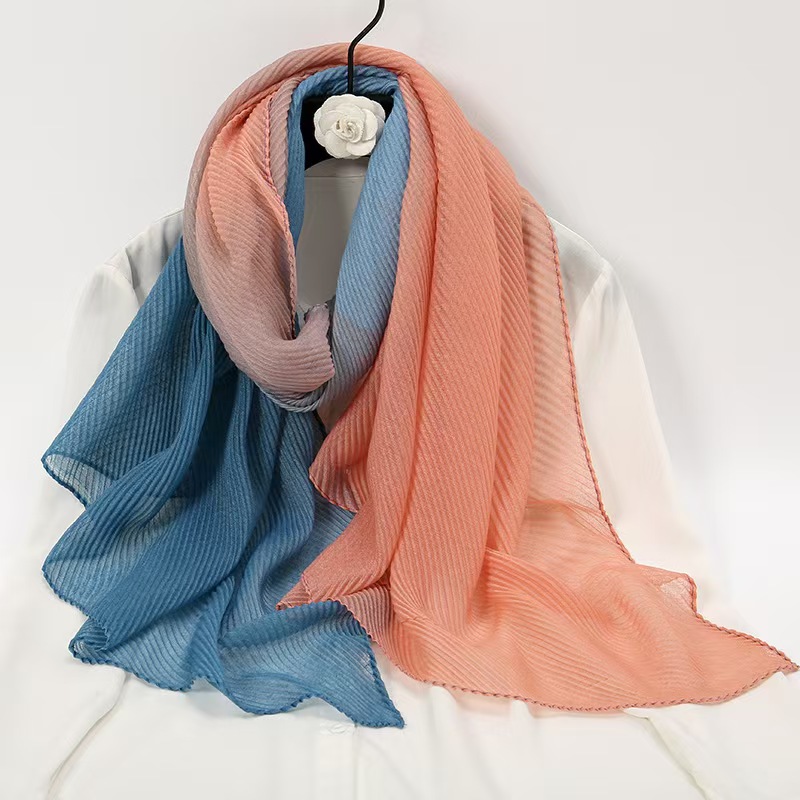 T776 autumn and winter hot sale new style gradient color matching cotton and linen scarf female fashion commuting warm all-match windproof neck scarf