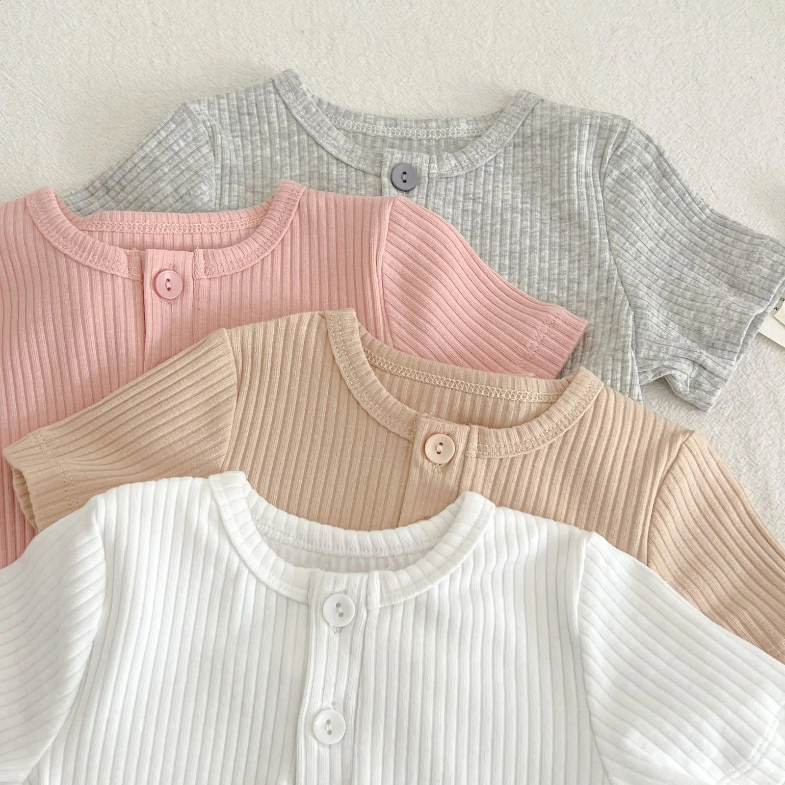 Summer born Infant Baby Boy Girls Fallow Solid Color TShirt Round Neck Muslin Candy Kids Fashion Clothing 250517z