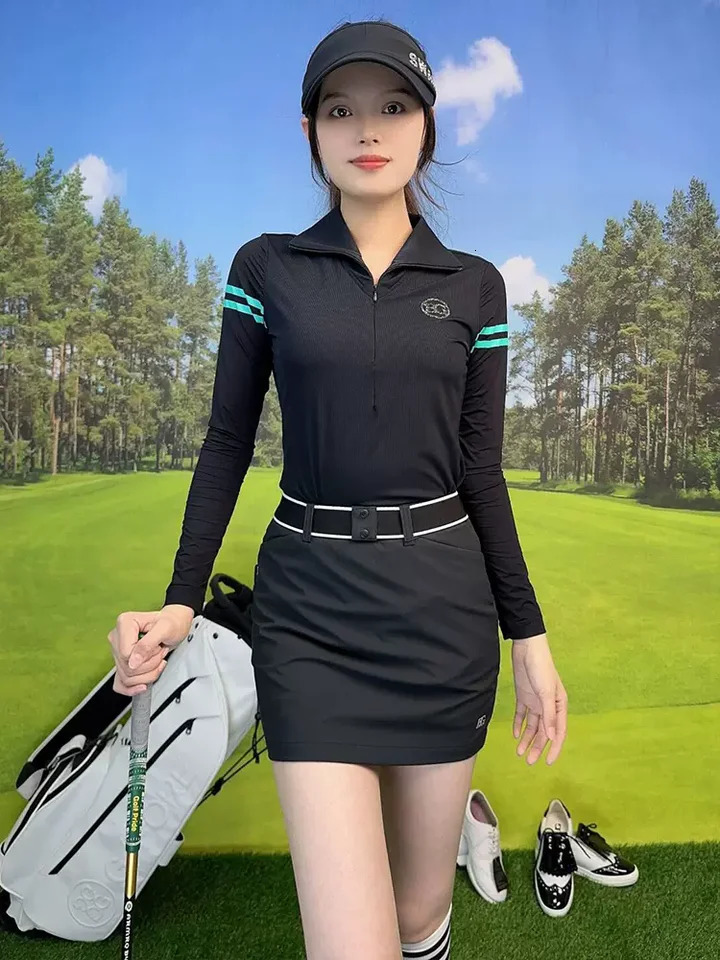 BLK TEE golf white clothing set summer ice silk sleeve polo top woman zipper high quality shirt ladies sports skirt suit 250522