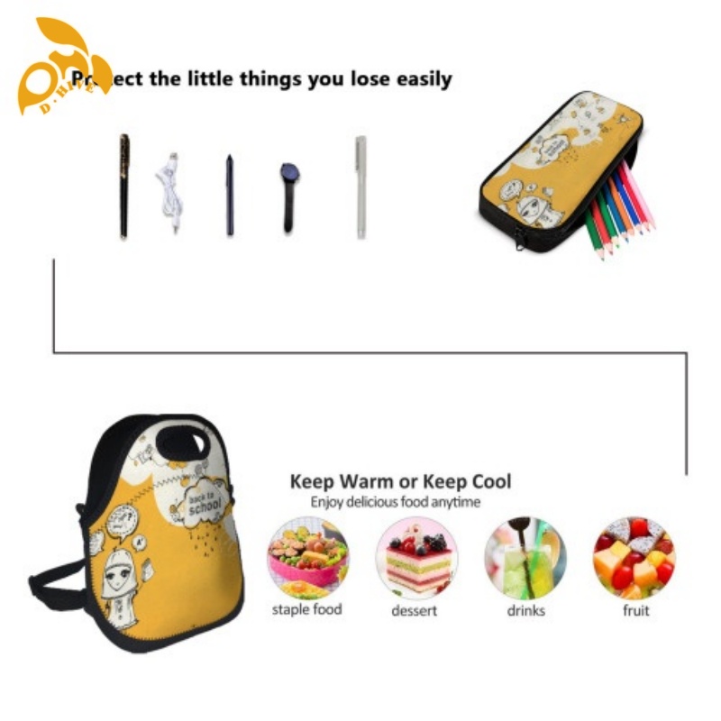 Free delivery. top designers customize lightweight high-quality white meal bag and pen case sets.