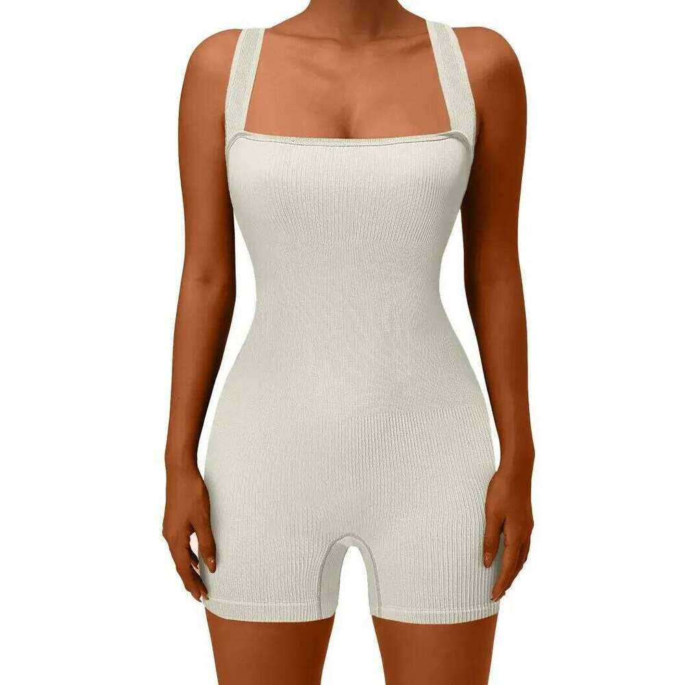 Women's Ribbed One Piece Tank Tops Rompers Sleeveless Yoga Exercise Jumpsuits