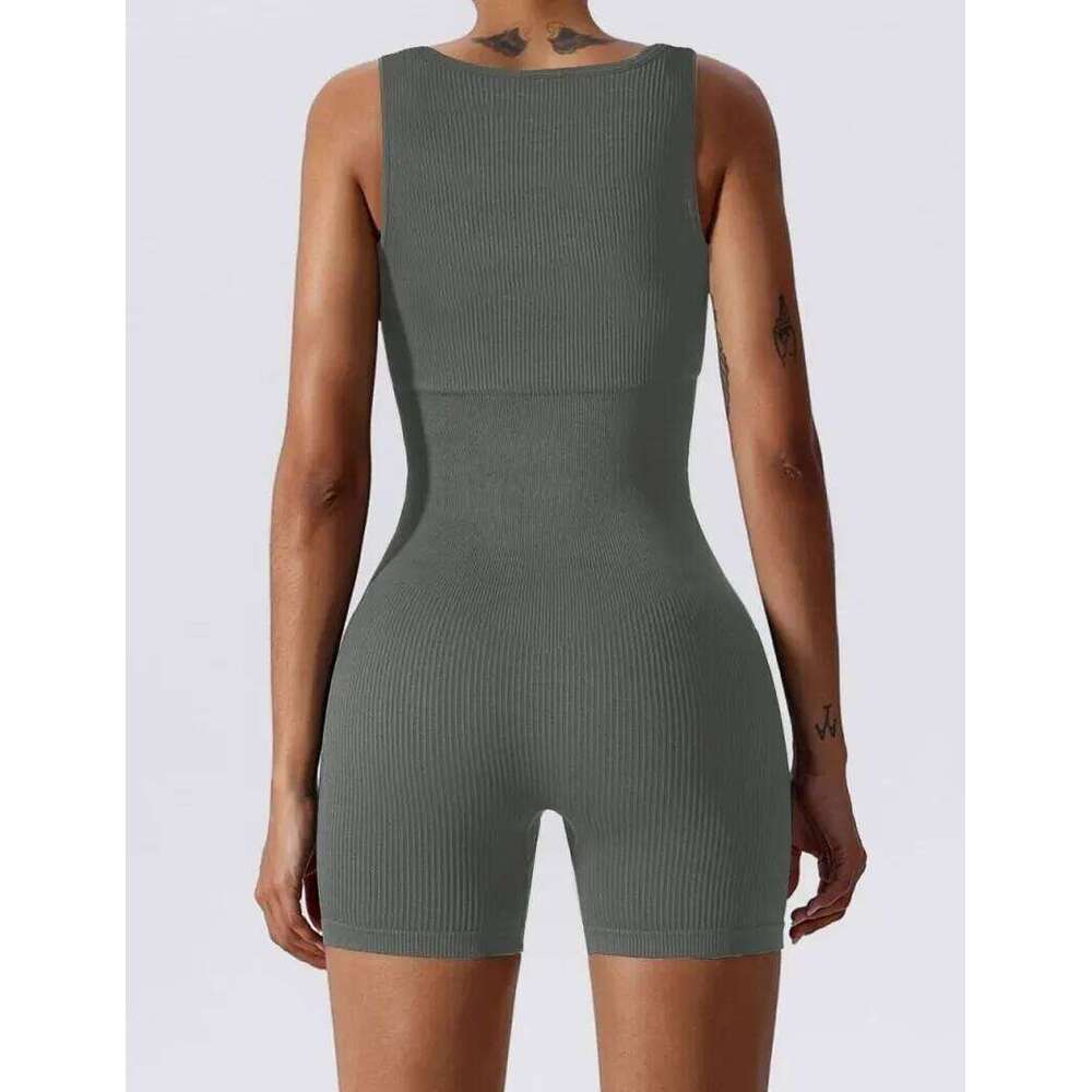 Women's Ribbed One Piece Tank Tops Rompers Sleeveless Yoga Exercise Jumpsuits