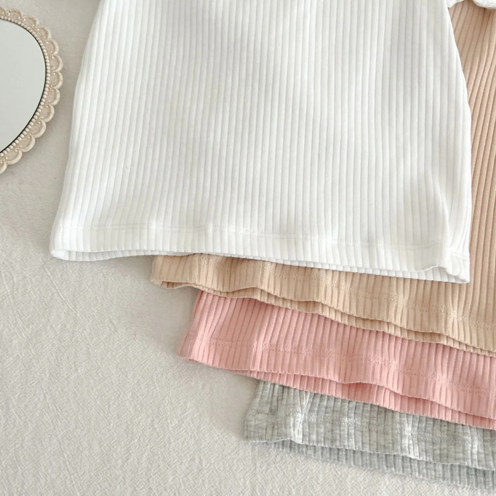 Summer born Infant Baby Boy Girls Fallow Solid Color TShirt Round Neck Muslin Candy Kids Fashion Clothing 250517z