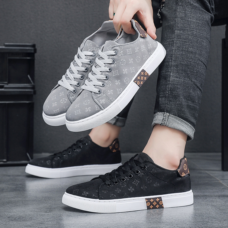 2025 Summer New style hot sale greye black shoes men casual printed matching color skate shoes thick sole lightweight Comfortable shoes Hip-hop style 