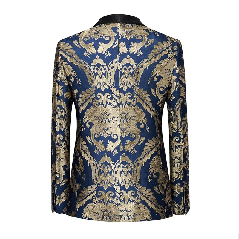 Men Jacquard Suit 2 Piece Black / Blue / Red Fashion Male Business Wedding Prom Party Dress Blazer Jacket and Pants 250517