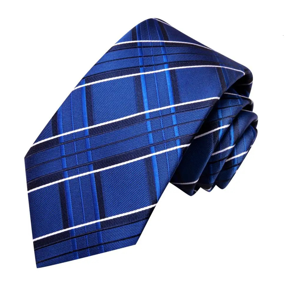 Hi-Tie Striped Navy Blue Silk Elegant Tie For Men Groom Wedding Men Necktie Pocket Square Cufflink Accessory Wholesale 250522