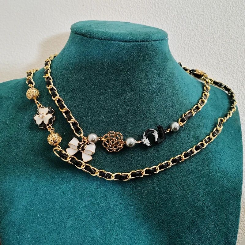 Vintage Glasses Chain Irregular Panels Black Pu Chain Jewelry for Women 250522
