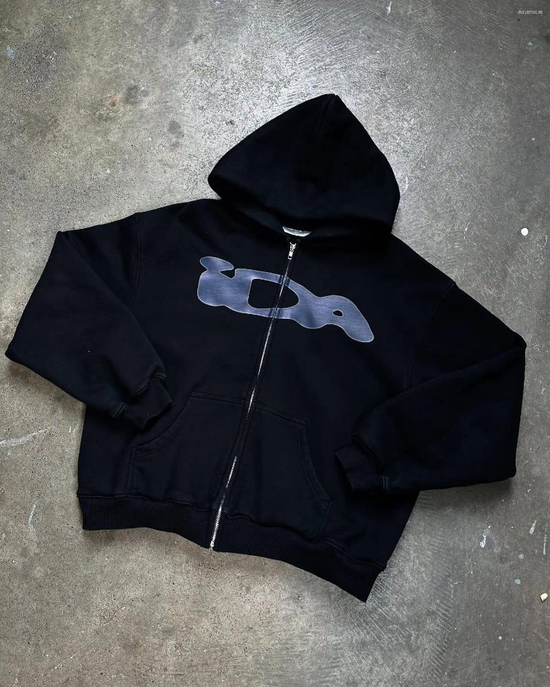 Mens Hoodies Letter Zipper Hoodie Men Clothing IDA Fashion Trendy Embroidery Oversized Loose Sweatshirt Women Street Zip Up Jacket