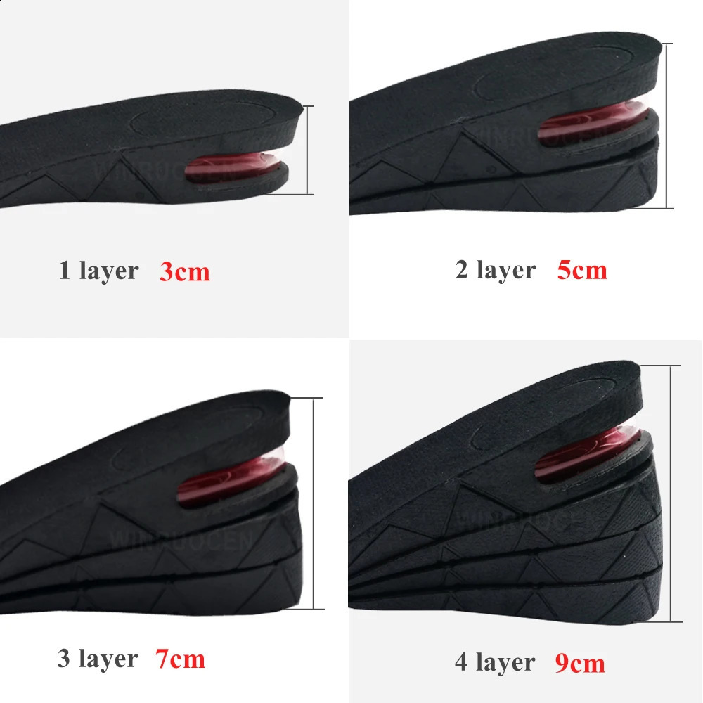 3-9cm Height Increase Insole Cushion Height Lift Adjustable Cut Shoe Heel Insert Taller Elevator Insoles for Foot Pads Unisex 250521