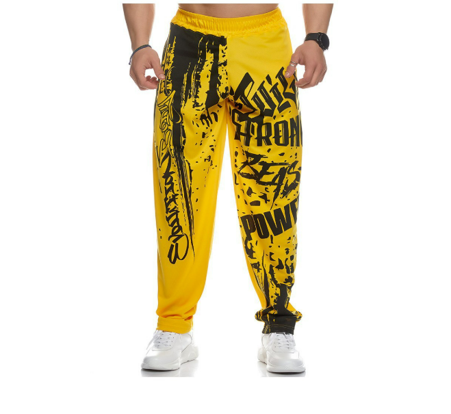 Men's Pants American Style Men Sweatpants Spring Autumn Jogger Gym Sports Fitness Cotton Printed Casual Mid Waist Drawstring