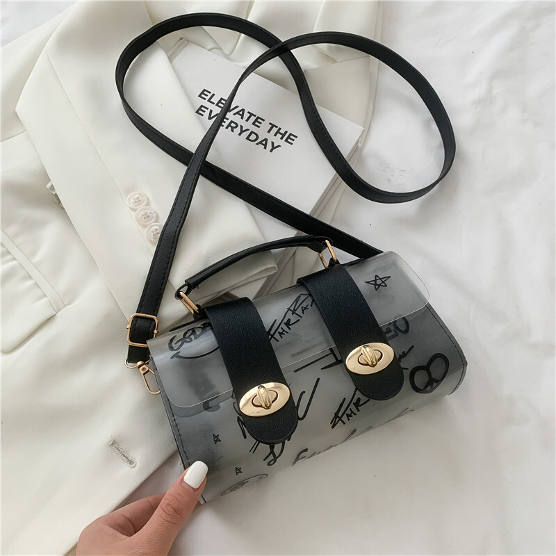 Free Delivery Designer Bag Summer Transparent Jelly Small 2025 Fashion Simple Casual Handheld Graffiti For Women Single Shoulder Crossbody Bag Luxury 