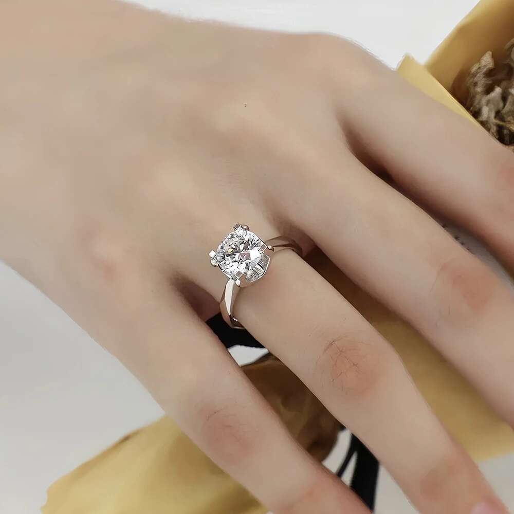 BXINY GRA Certified Moissanite Ring Sterling Sier D Color Lab Dia Solitaire Wedding Band for Women Gift Jewelry