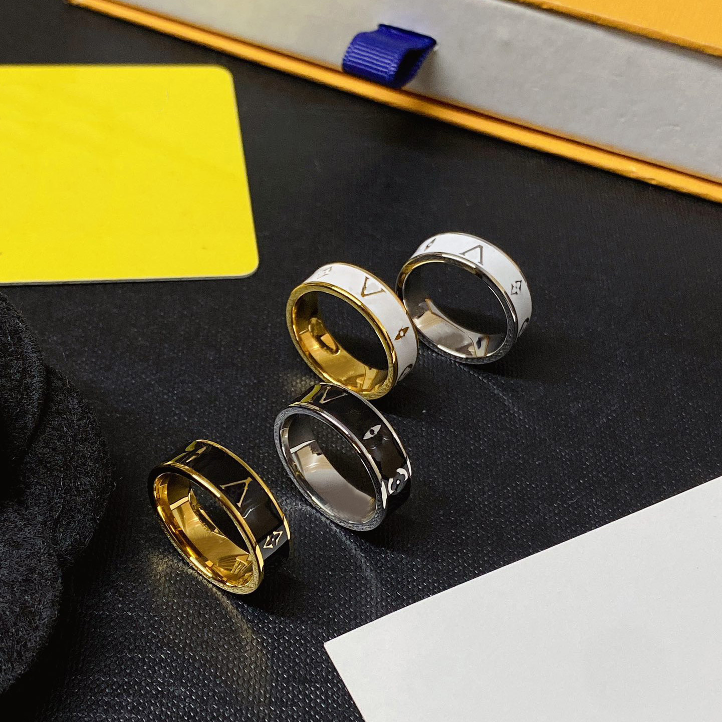 Stylish Two-tone Ring with Initial Motif Fashionable Jewelry for Women Trendy Band Ring for Casual and Formal Occasions