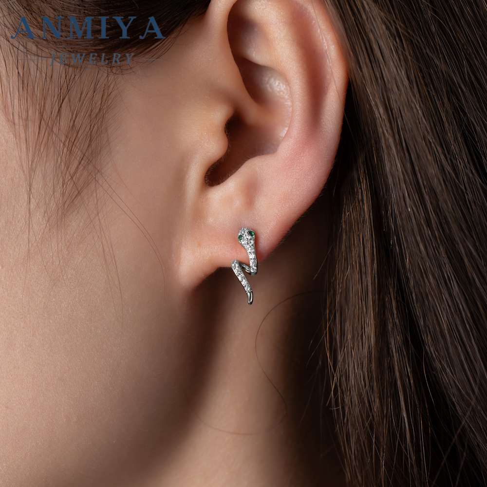 Custom Women Personalized Animal Snake Wrap Stud Earrings Gold Plated CZ 925 Silver Serpent Snake Shape Jewelry Earrings