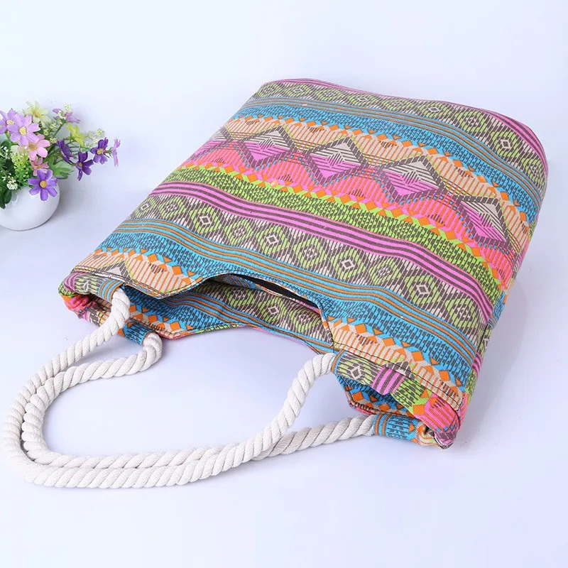 Casual Summer Beach Women Bag High Quality Canvas Handbags Fashion Shoulder Lunch 250522
