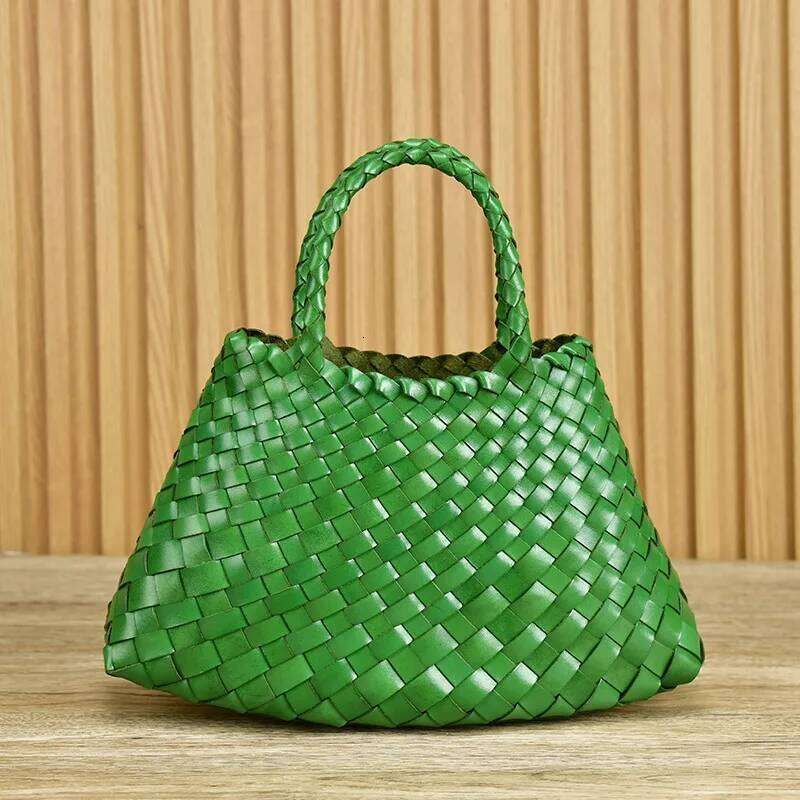 New designer Handmade Women's Tote Genuine Cowhide Basket Purse French Style Shoulder Bag High Quality Dragon Woven Genuinue Leather