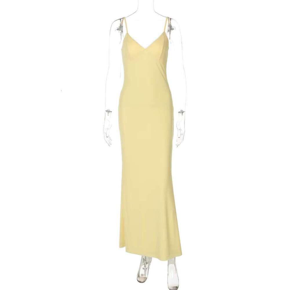 DHEssentials Lygens 8499 Bodycon Solid Spaghetti Strap Basic Women's Wear - Summer Casual Elegant Evening Dress