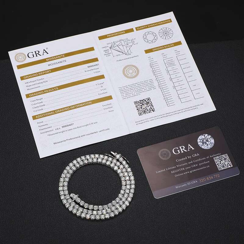 highquality vvs1 moissanite tennis necklace s925 sterling silver diamond necklaces for men women pass diamonds test iced out