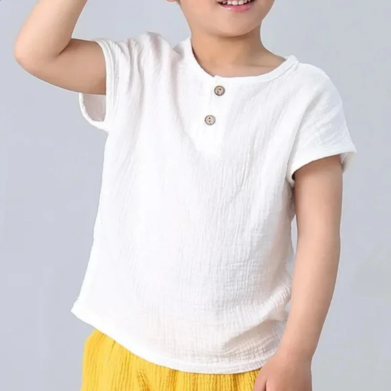 Baby Girls Boys T Shirts Linen Cotton Tops Children Tshirt Summer Clothes Kids 250517z