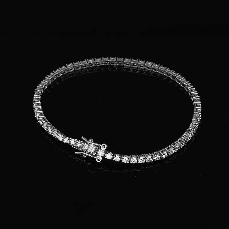 2mm/0.03ct Real Moissanite Tennis Bracelet Women 925 Sterling Silver Lab Diamond Link Chain Bracelets Bangle Platinum Plated Gra