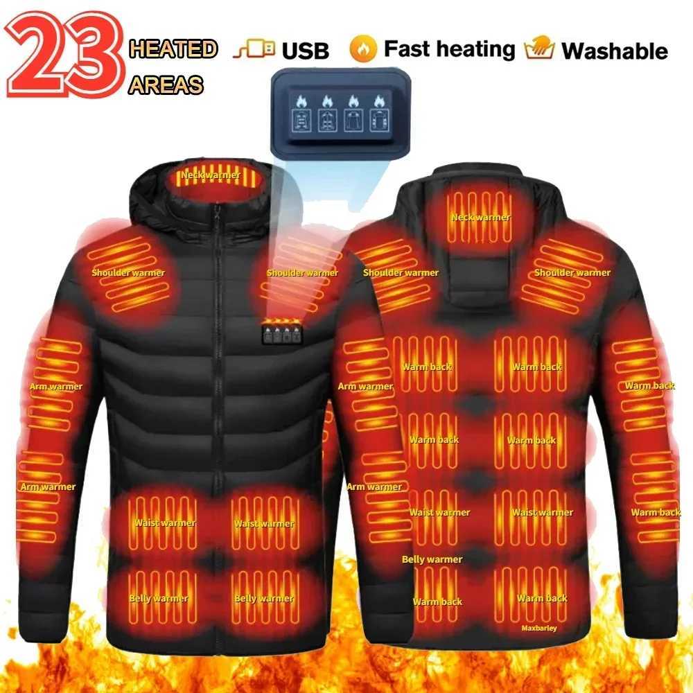 Winter Heated Jacket Men 23 Area Four Switch Control USB Electric Down Cotton Coat Self-heating Clothes Women Lightweight Parka Z250522