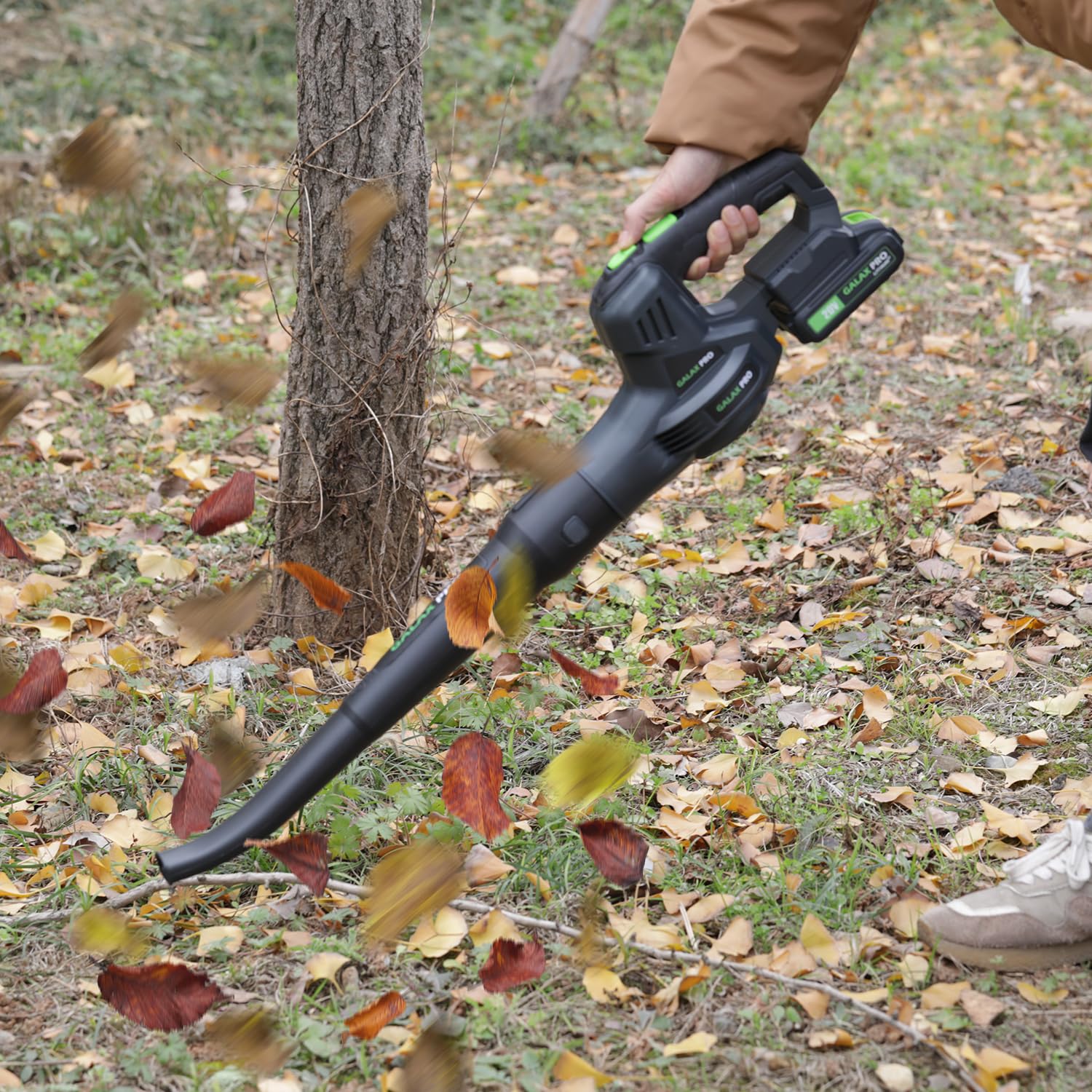 GALAX PRO 20V Powerful Leaf Blower 150MPH 230CMF Air Speed Cordless Leaf Blower with Soft Grip Handle for Working Electric Garden Blower for Lawn Care