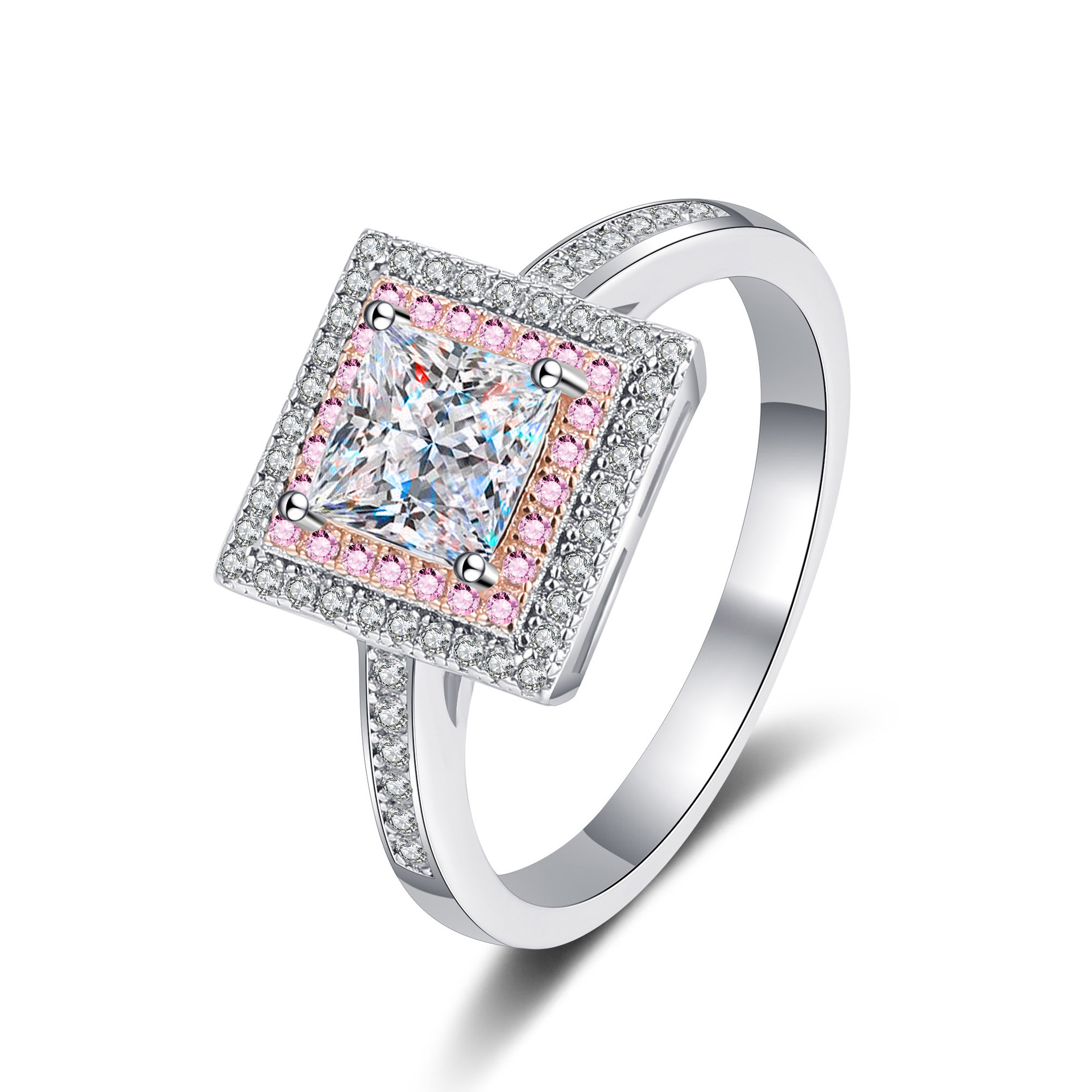 Chic & Lasting Beauty: Exquisite Rhodium Plating Protects this Trendy Moissanite Engagement Ring for Her