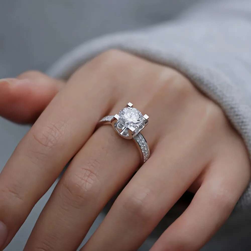 BXINY 1/3Carat Moissanite Rings Sterling Sier For Women GRA Certified Lab Dia Classical Wedding Band Fine Jewelry Gift