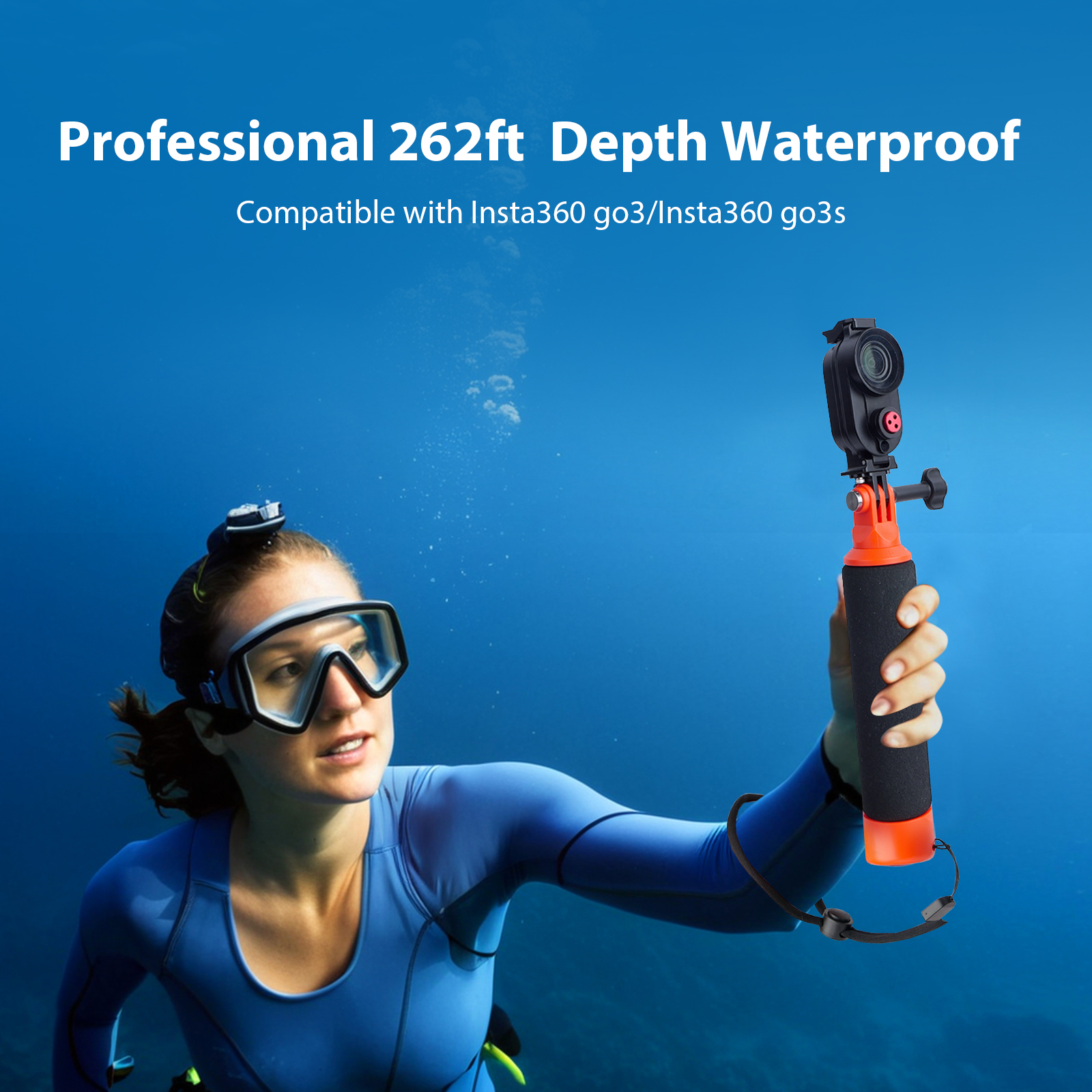 Aluminum Waterproof Case forGo3 Go3s 80M Deep Waterproof Camera Housing with Dual Interface for Insta360 Go3 Go3s, 63091