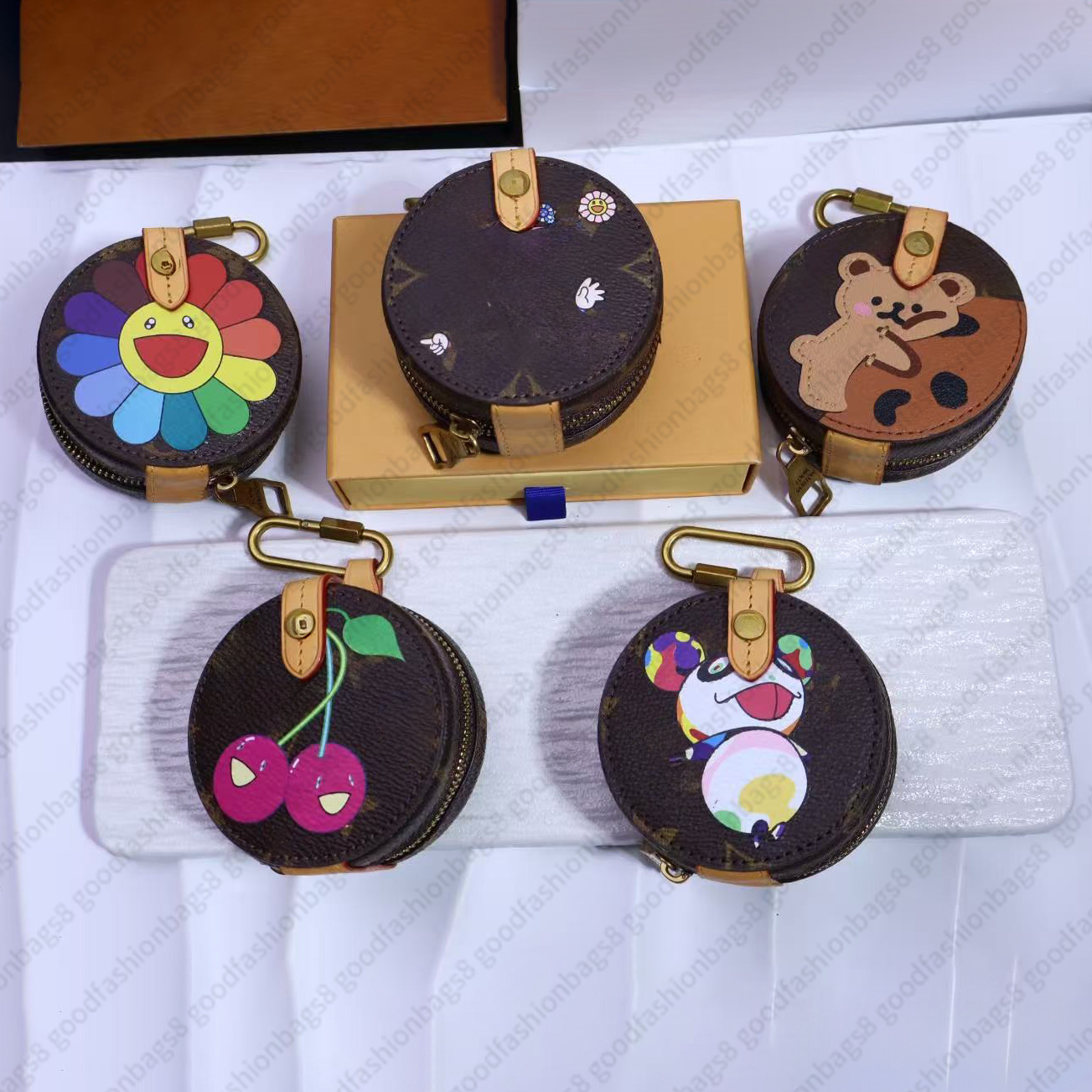 circle coin purse murakami mini pouch zipper wallet designer wallet women key pouch designer coin purse keychain wallet storage bag small earphone box